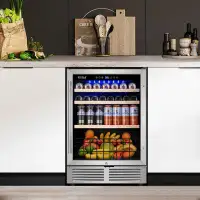 Tittla 24'' 150 Can Freestanding/Built-in Reversible Door Hinge Beverage Refrigerator