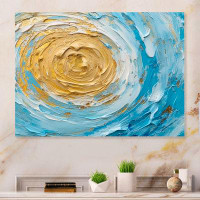 Bungalow Rose Baby Blue And Gold Enchanted Whirls I - Abstract Spirals Metal Wall Art Prints