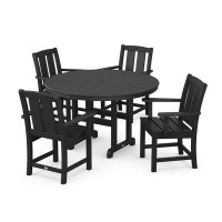 POLYWOOD® Mission 5-Piece Round Farmhouse Dining Set in Black