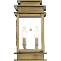Everly Quinn Outdoor Wall Lantern - Handcrafted Solid Brass, Antique Brass Finish, Clear Glass Shade - Traditional Light