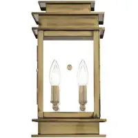Everly Quinn Outdoor Wall Lantern - Handcrafted Solid Brass, Antique Brass Finish, Clear Glass Shade - Traditional Light