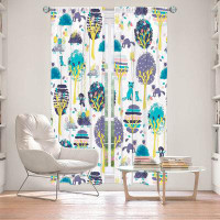 East Urban Home Lined Window Curtains 2-panel Set for Window Size Metka Hiti Woodland Animals Teal Violet