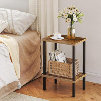 Rubbermaid End Table, 2-Tier Side Table With Storage Shelf, Narrow Nightstand For Small Space, Wooden Bedside Table, For