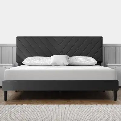 Ebern Designs Upholstered Platform Bed, Queen Bed Frame With Headboard
