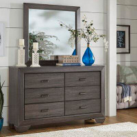 Gracie Oaks 6 Drawers Double Dresser with Mirror