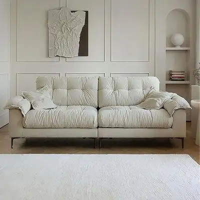 Jenni Dwelstone 85.83" Creamy white 100% Polyester Modular Sofa cushion couch