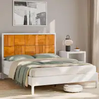 Ebern Designs Madia Solid Wood Bed Frame with Headboard, Flute Pattern