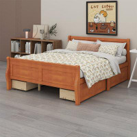 Red Barrel Studio Queen Size Wooden Platform Bed With Drawers And Streamlined Headboard