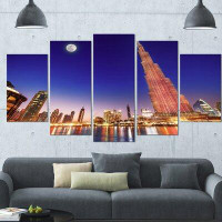 Made in Canada - Design Art 'Burj Khalifa Night Landscape' Photograph Multi-Piece Image on Canvas