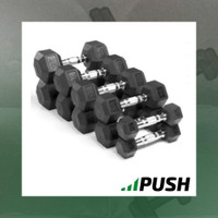 Discounted 5-50lb Titan Rubber Hex Dumbbell Set - NEW