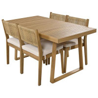 Red Barrel Studio Multi-person Outdoor Acacia Wood Dining Table and Chair Set