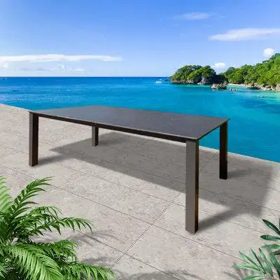 SHINYOK Patio Dining Table,Sintered Stone Table,Aluminium Alloy Frame