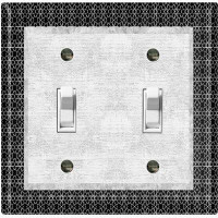 WorldAcc Metal Light Switch Plate Outlet Cover (Geometric Shape Gray Frame - Double Toggle)