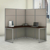 Bush Business Furniture Easy Office L-Shaped Desk Workstation with Panels Cubicle