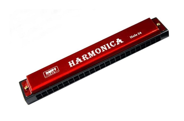 Harmonica C 24 Hole Tremolo Harmonica Key of C, Professional Harmonica C Tremolo Harmonica Red in Other