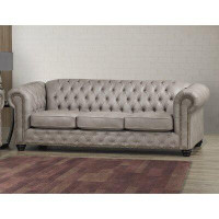 Canora Grey Anim Tufted Light Grey Chesterfield Sofa, Loveseat And Chair
