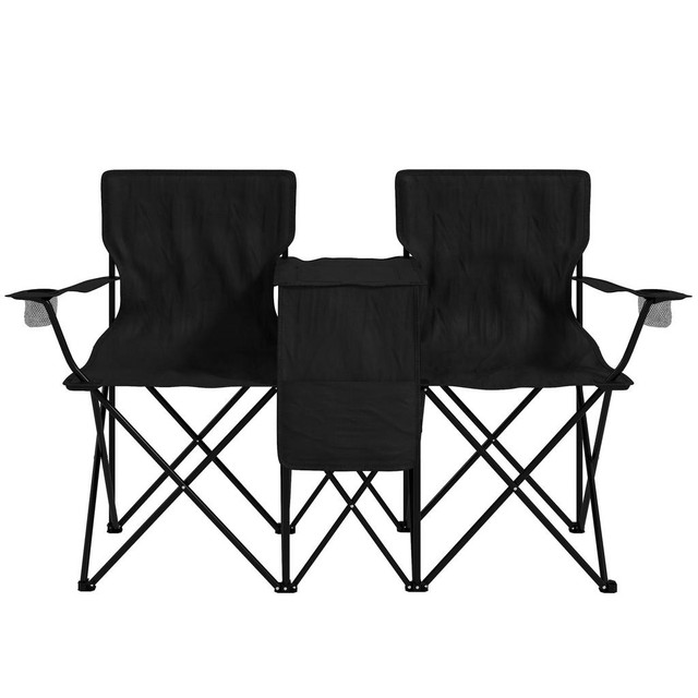 Double Camping Chairs 59.1" L x 18.9" W x 35" H Black in Fishing, Camping & Outdoors - Image 2