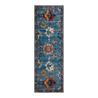 Isabelline Jessiqua One-of-a-Kind Hand-Knotted New Age 3'4" x 10' Runner Wool Area Rug in Blue/Rust/Ivory