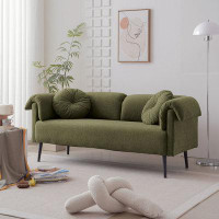George Oliver Modern Lambswool Upholstered Sofa With Metal Legs