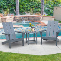 Highland Dunes 3Pcs Outdoor Adirondack Chairs,Patio Lawn Chairs with Side Table