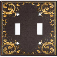WorldAcc Metal Light Switch Plate Outlet Cover (French Victorian Frame Black 9 - Double Toggle)