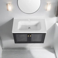 Mercer41 32" Wall-Mounted Bathroom Vanity with Ceramic Sink, Ideal for Compact Bathroom