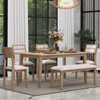 Red Barrel Studio 6 - Piece Dining Set, Includes Dining Table, 4 Upholstered Chairs & Bench