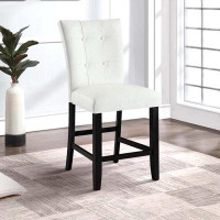Wildon Home® Nok 25 Inch Counter Chair, Set Of 2, Button Tufted Back, White, Black