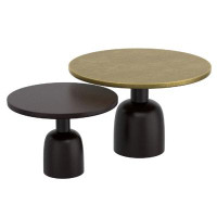 Comfort Design Mats Jayson 2Pc Round Coffee Table Set In Antique Gold And Black