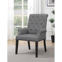 Charlton Home Upholstered Tufted Arm Chair with Nailhead Trim