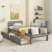 Ebern Designs Bed With Footboard Bench,2 Drawers