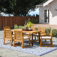 Lark Manor Anes 7 Piece Dining Set with Cushions
