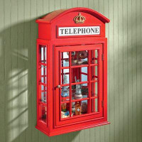 Design Toscano Piccadilly British Telephone Booth Curio Cabinet