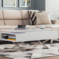 Ivy Bronx Deane Lift Top Extendable Cross Legs Coffee Table with Storage