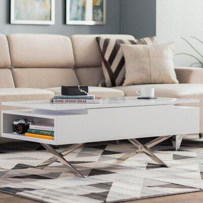 Ivy Bronx Deane Lift Top Extendable Cross Legs Coffee Table with Storage in Coffee Tables