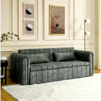 Mercer41 3 In 1 Pull-Out Bed Sleeper, Modern Upholstered 3 Seats Lounge Sofa & Couches With Rolled Arms Decorated With C