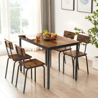 Audiohome Dining Table Set 5-Piece Dining Chair With Backrest, Industrial Style, Sturdy Construction
