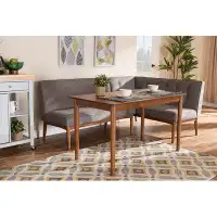 Orren Ellis Lefancy Grey Fabric Upholstered 3-Piece Wood Dining Nook Set