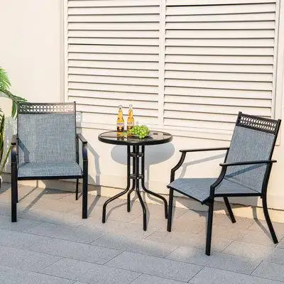 Winston Porter Winston Porter Patio Chairs Set Of 2 With All Weather Breathable Fabric High Backrest Blue