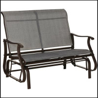 Winston Porter 2-Person Outdoor Glider Bench,Patio Glider Loveseat Chair with Powder Coated Steel Frame