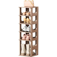 Mercer41 Narrow Shoe Rack Organizer 6 Tier, Vertical Storage Rack With A Layer Designed For Tall Boots, Free Standing Sh
