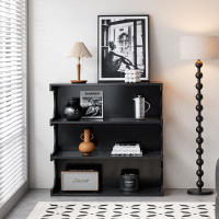Latitude Run® -tier Multifunctional Black Book Shelf & Coffee Table - Sleek Organizer For Living Room, Bedroom, Dining,