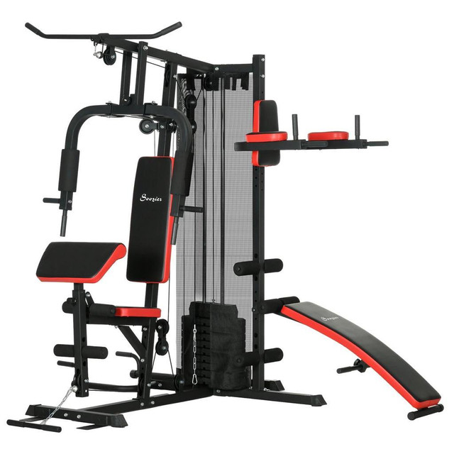 MULTI HOME GYM EQUIPMENT, WORKOUT STATION WITH SIT UP BENCH, PUSH UP STAND, DIP STATION, 99LBS WEIGHTS in Exercise Equipment
