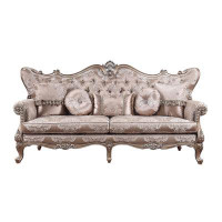 Plethoria Hermione Beige and Champagne Sofa with 5 Pillow
