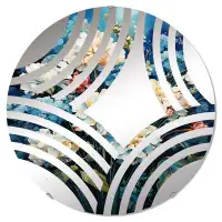 Design Art Blue Flower In Popcorn Serenade I - Baptist Fan Decorative Mirror|Round