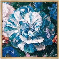 wall26 Cracked Textured Effect Paint Blue Carnation Floral Plants Modern Art Chic Closeup Colorful