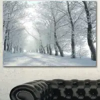 Made in Canada - Design Art 'Winter Country Lane on Frosty Morning' Photographic Print on Wrapped Canvas