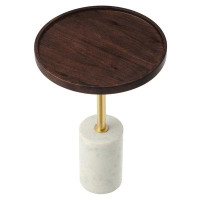 Modway Amina Round Acacia Wood Side Table In White Light Oak