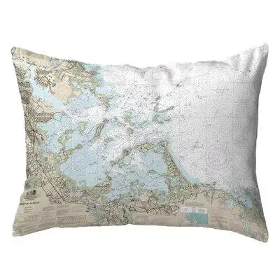 Highland Dunes Boston Harbour, Ma Nautical Map Noncorded Indoor/Outdoor Pillow 11X14