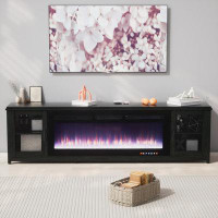 Latitude Run® 80" Fireplace TV Stand Entertainment Centre with 50" Electric Fireplace Media Console Table Designed